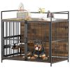 Furniture Style Large Dog Crate with 360�� & Adjustable Raised Feeder for Dogs 48"