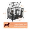 48" Heavy Duty Dog Crate with Wheels/Unique Air Lift Rod / 360�� & Adjustable 2 Bowls/Removable Dog Cage