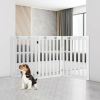 36 Inch Folding Wooden Freestanding Pet Gate Dog Gate with 360�� Flexible Hinge