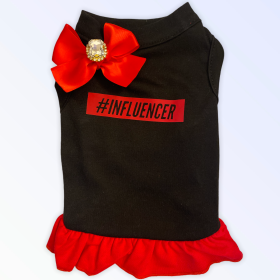 INFLUENCER Dress, Red & Black (Color: Red and Black, size: small)
