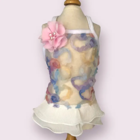Chiffon Summer Floral Ruffle Dog Dress (size: L)