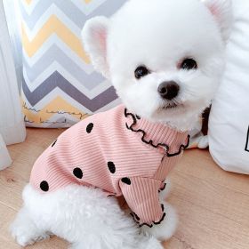 `Dot turtleneck dog bottoming shirt (Option: Pink-S)