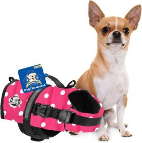 PAWS ABOARD Life Jackets (Color: Pink/white polka dots, size: XXS)