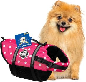 PAWS ABOARD Life Jackets (Color: Pink/white polka dots, size: XS)