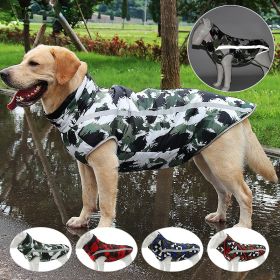Winter windproof dog warm clothing; dog jacket; dog reflective clothes (Colour: Blue grid, Size: 5XL)