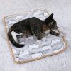 Warming Pet Pad Cartoon Paw Print Warm Bed Plush Sleeping Pad For Small Puppy Dogs
