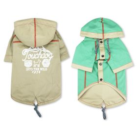 Touchdog 'Cloudburst' Waterproof Reversible Dog Raincoat (Color: Khaki, Size: small)
