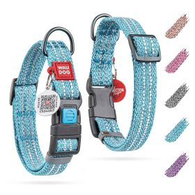 Reflective Cotton Dog Collar Eco Friendly Alt to Nylon Collar for Small Medium and Large Dogs (Color: Blue)