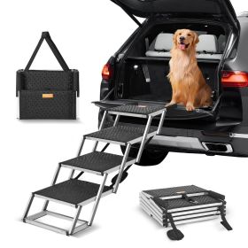 VEVOR Dog Stair for Cars 4-step Folding Aluminum Dog Steps (Option: Loads Up To 150 Lbs)