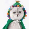 Pet Christmas Costume Puppy Xmas Cape with Stars and Pompoms Cat Santa Cloak