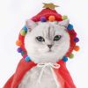 Pet Christmas Costume Puppy Xmas Cape with Stars and Pompoms Cat Santa Cloak