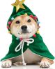 Pet Christmas Costume Puppy Xmas Cape with Stars and Pompoms Cat Santa Cloak
